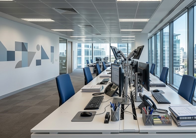Financial professionals reviewing data on screens